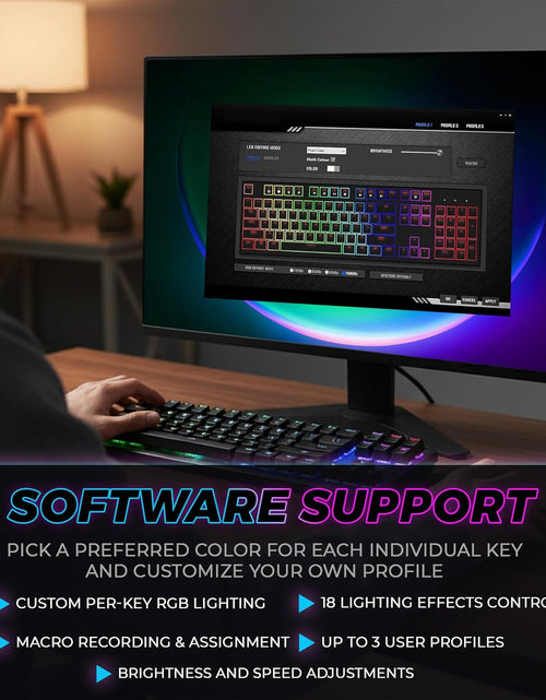 Load image into Gallery viewer, Phantom 87 Key RGB Mechanical Gaming Keyboard | Outemu Red Switch | 16.8M Color LED Lighting | 18 Pre-Set | Low Latency | N-Key Rollover | Software Customizable Keys | Wired USB Connection
