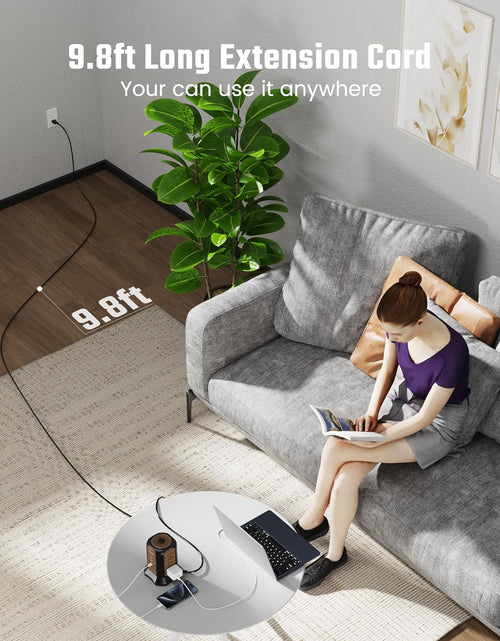Load image into Gallery viewer, Power Strip Tower Surge Protector, 10 Ft Extension Cord with Multiple Outlets, 9 Outlets, 4 USB Ports (2 USB C), 1080 Joules, 3-Prong, Grounded, Charging Station for Home, Office, Brown
