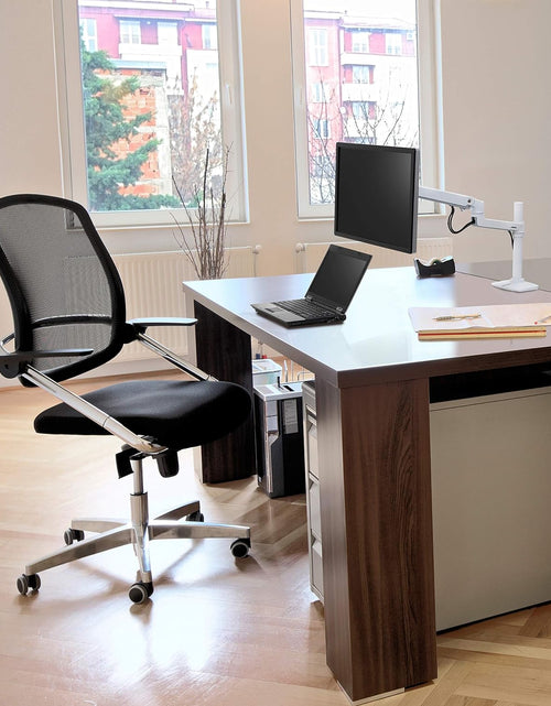 Load image into Gallery viewer, – LX Monitor Arm, Single Monitor Desk Mount – Fits Flat Curved Ultrawide Computer Monitors up to 34 Inches, 7 to 25 Lbs, VESA 75X75Mm or 100X100Mm – Tall Pole, White
