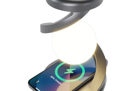 Floating and Spinning in Air with LED Moon Lamp 3D Levitating Ball Lamp RGB with Wireless Phone Charger Floating Moon Table Lamp