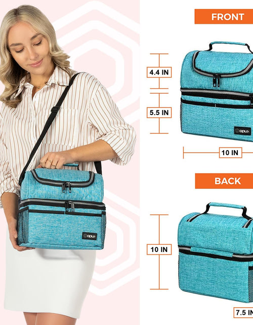 Load image into Gallery viewer, Lunch Box for Men Women, Insulated Large Lunch Bag Adult Work, Double Decker Lunchbox Meal Prep Dual Compartment Leakproof Lunch Cooler,Soft Lunch Tote Boys Girls Kids School, Aqua Turquoise 12L

