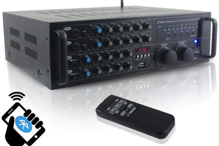 Dual Channel Bluetooth Mixing Amplifier - 2000W Rack Mount Karaoke Sound Mixer Audio Home Stereo Receiver Box System W/ RCA, USB, AUX - for Speaker, PA, Home Theater, Studio/Stage -  PMXAKB2000
