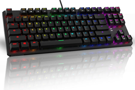Phantom 87 Key RGB Mechanical Gaming Keyboard | Outemu Red Switch | 16.8M Color LED Lighting | 18 Pre-Set | Low Latency | N-Key Rollover | Software Customizable Keys | Wired USB Connection