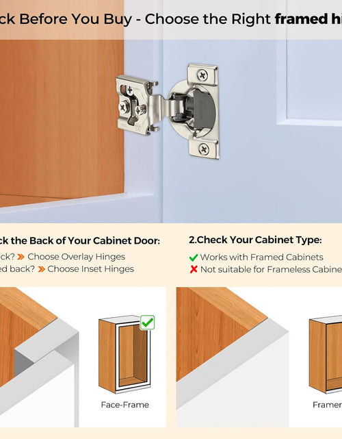 Load image into Gallery viewer, 50 Pack 25 Pairs 3/4 Inch Overlay Soft Close Hinges for Kitchen Cabinet Hinges Satin Nickel Hidden Hinges Stainless Steel Concealed Hinge Self Closing
