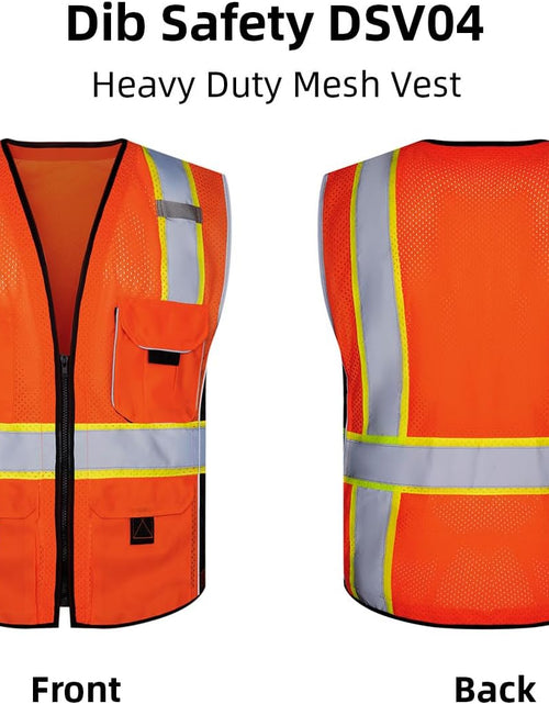 Load image into Gallery viewer, Vest Reflective Orange Mesh, High Visibility Vest with Pockets and Zipper, Heavy Duty Vest Made with 3M Reflective Tape 2XL
