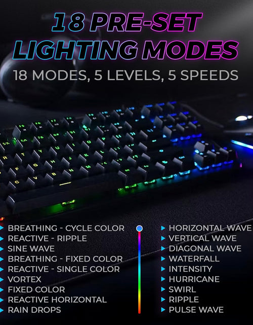 Load image into Gallery viewer, Phantom 87 Key RGB Mechanical Gaming Keyboard | Outemu Red Switch | 16.8M Color LED Lighting | 18 Pre-Set | Low Latency | N-Key Rollover | Software Customizable Keys | Wired USB Connection
