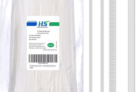 Long Zip Ties 12 Inch Clear Nylon Cable Ties 50 Lbs Tensile Strength Strong for Privacy Fence Outdoor,Electrical Plastic Tie Straps Weather Resistant 100 Pcs Natural White