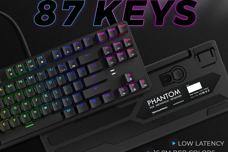 Phantom 87 Key RGB Mechanical Gaming Keyboard | Outemu Red Switch | 16.8M Color LED Lighting | 18 Pre-Set | Low Latency | N-Key Rollover | Software Customizable Keys | Wired USB Connection
