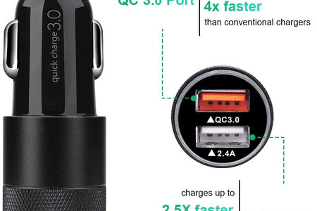 Fast Car Charger, Quick Charging 5.4A/30W Phone USB Adapter Rapid Plug 2 Port Cigarette Lighter Auto Charger Flush Compatible Samsung, Tablet, Iphone, Ipad, LG, Automobile