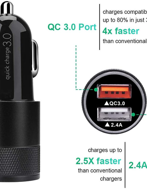 Load image into Gallery viewer, Fast Car Charger, Quick Charging 5.4A/30W Phone USB Adapter Rapid Plug 2 Port Cigarette Lighter Auto Charger Flush Compatible Samsung, Tablet, Iphone, Ipad, LG, Automobile
