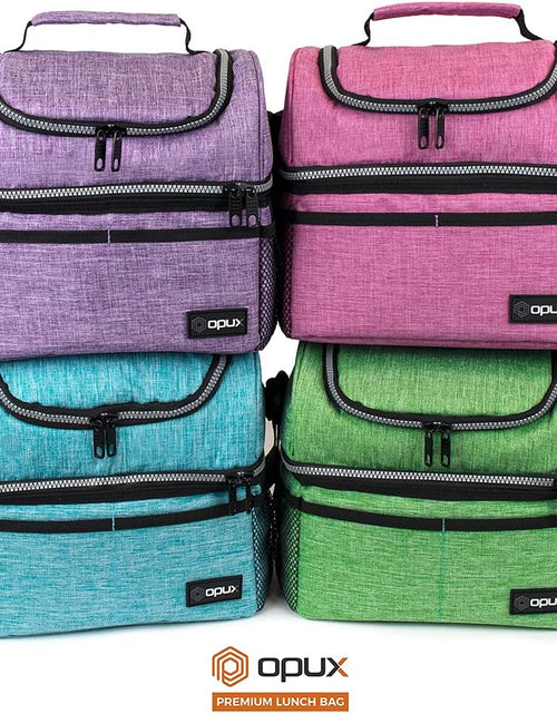 Load image into Gallery viewer, Lunch Box for Men Women, Insulated Large Lunch Bag Adult Work, Double Decker Lunchbox Meal Prep Dual Compartment Leakproof Lunch Cooler,Soft Lunch Tote Boys Girls Kids School, Aqua Turquoise 12L
