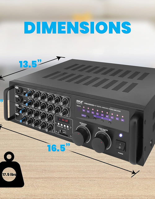Load image into Gallery viewer, Dual Channel Bluetooth Mixing Amplifier - 2000W Rack Mount Karaoke Sound Mixer Audio Home Stereo Receiver Box System W/ RCA, USB, AUX - for Speaker, PA, Home Theater, Studio/Stage -  PMXAKB2000
