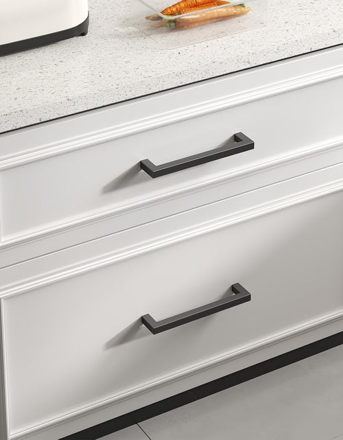 Load image into Gallery viewer, 10 Pack Black Square Bar Cabinet Pull Drawer Handle Stainless Steel Modern Hardware for Kitchen and Bathroom Cabinets Cupboard,Center to Center 10In(256Mm) Black Drawer Pulls
