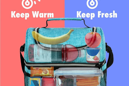 Lunch Box for Men Women, Insulated Large Lunch Bag Adult Work, Double Decker Lunchbox Meal Prep Dual Compartment Leakproof Lunch Cooler,Soft Lunch Tote Boys Girls Kids School, Aqua Turquoise 12L