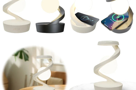Floating and Spinning in Air with LED Moon Lamp 3D Levitating Ball Lamp RGB with Wireless Phone Charger Floating Moon Table Lamp