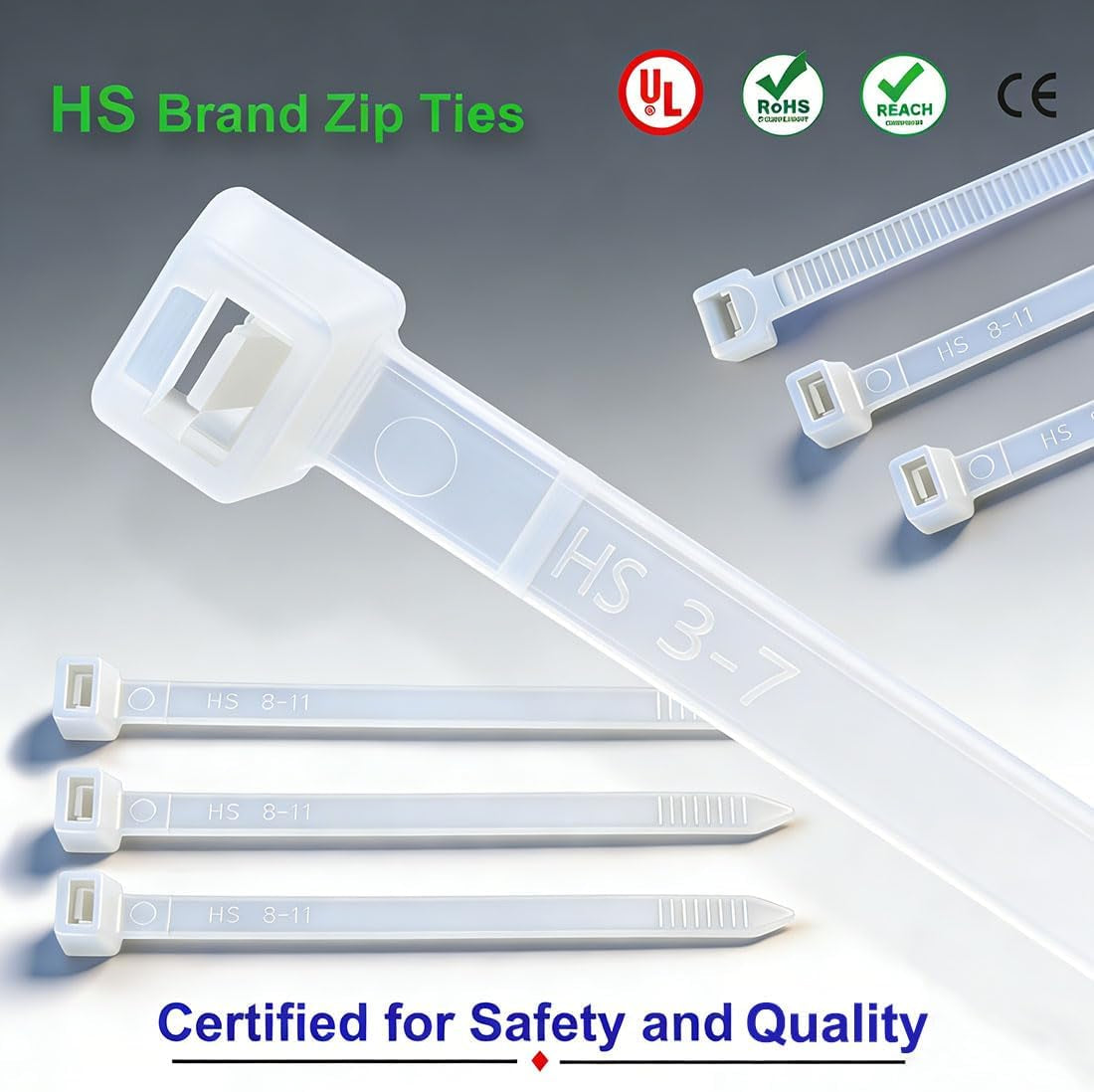 Long Zip Ties 12 Inch Clear Nylon Cable Ties 50 Lbs Tensile Strength Strong for Privacy Fence Outdoor,Electrical Plastic Tie Straps Weather Resistant 100 Pcs Natural White